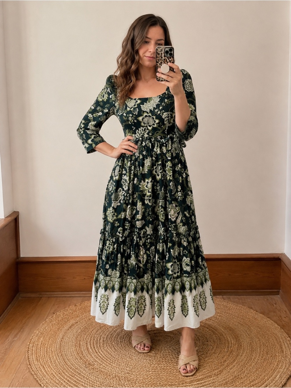 Cara Cara Blue Hill Floral Midi Dress Size 6